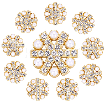 10Pcs 1-Hole Alloy Rhinestone Shank Buttons BUTT-GF0003-72G-1