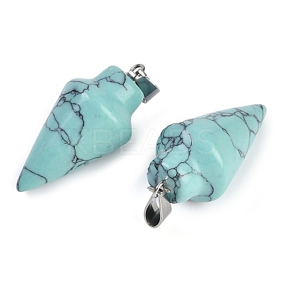 Synthetic Turquoise Gemstone Pointed Pendants G-K384-01P-03-1