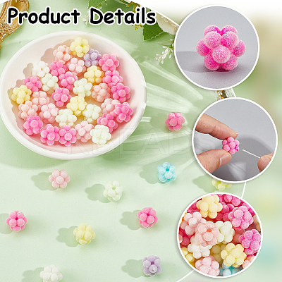 60Pcs Flocking Opaque Acrylic Beads MACR-SC0002-37-1
