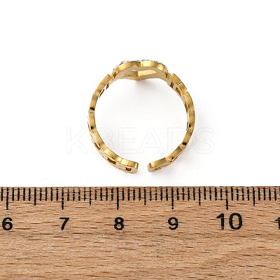 304 Stainless Steel with Rhinestone Adjustable Cuff Rings RJEW-Q020-16G-1