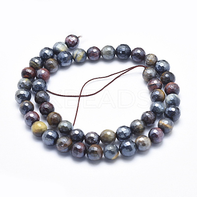 Electroplate Natural Yellow Blue Tiger Eye(Dyed & Heated) Beads Strands G-K256-03-8mm-1