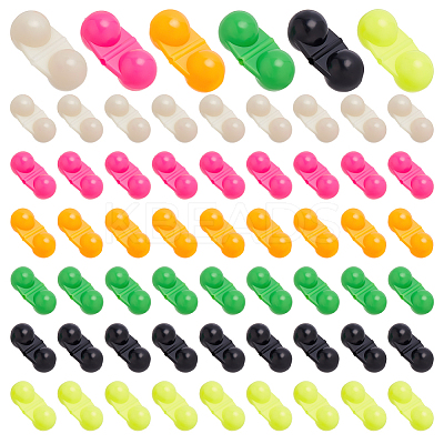 60Pcs 6 Colors ABS Plastic & Carbon Steel Fishing Double Rattles Bells Beads FIND-HY0005-15-1