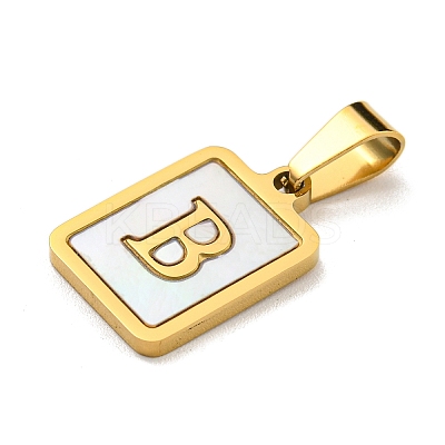 PVD Vacuum Plating 304 Stainless Steel Pave Natural White Shell Pendants STAS-S130-03G-B-1