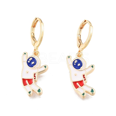 Enamel Spaceman Dangle Leverback Earrings EJEW-N012-91-1