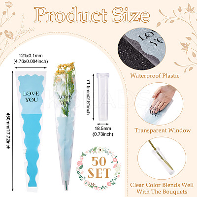 50Pcs OPP Flower Bouquet Wrapping Craft Paper DIY-TA0010-93C-1