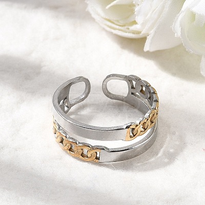 Adjustable 304 Stainless Steel Cuff Rings for Women RJEW-B150-01GP-04-1