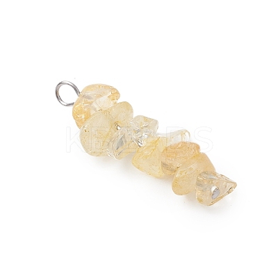 3Pcs Natural Citrine & Green Aventurine & Synthetic Blue Goldstone Chip Beaded Constellation Pendants PALLOY-JF03043-06-1