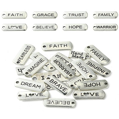 DIY Inspirational Word Tibetan Style Alloy Pendants Keychain Making Kits DIY-YW0008-81-1