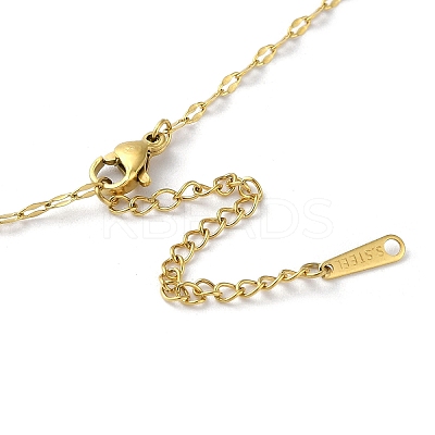 Rectangle with Heart Brass with Rhinestone Pendant Necklaces NJEW-Z026-05G-1