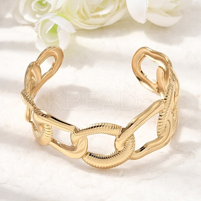 Boho 304 Stainless Steel Twisted Link Cuff Bangles SA-CBA1E89-01D-G-1