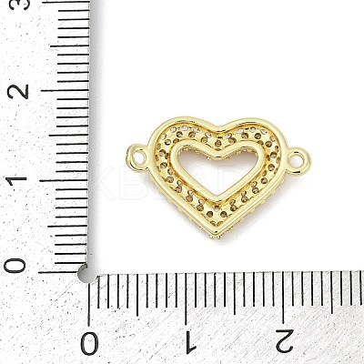 Brass Clear Cubic Zirconia Heart Connector Charms KK-D317-148G-1