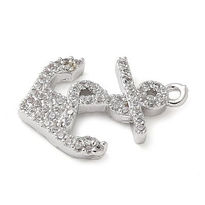 Brass Micro Pave Cubic Zirconia Pendants KK-C086-13P-02-1