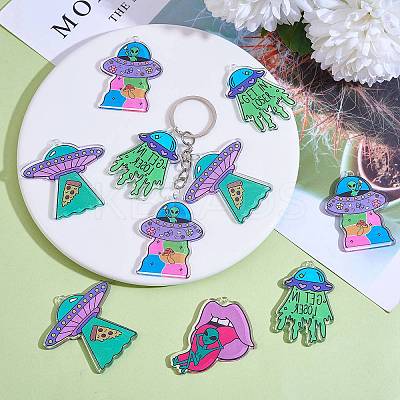 16Pcs 4 Style Alien Theme Colorful Acrylic Pendants FIND-SZ0002-97-1