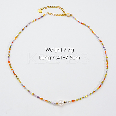 Handmade Natual Pearl & Natural Quartz & Shell Beaded Necklaces XL1709-13-1