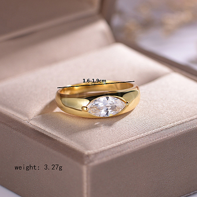 Sterling Silver CZ Eye-Shaped Ring for Women Wedding Party Gift KW2493-4-1
