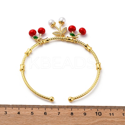 Brass Micro Pave Clear Cubic Zirconia Cuff Bracelets BJEW-M075-01G-1