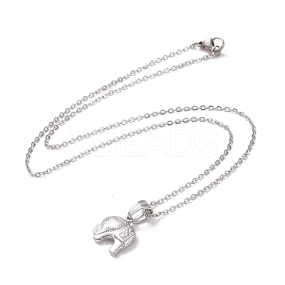 Non-Tarnish 304 Stainless Steel Elephant Pendant Necklace for Women STAS-E154-22P-1