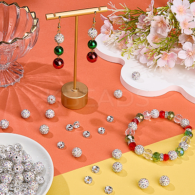 DIY Round Polymer Clay Rhinestone & Rhinestone Rondelle Spacer Beads Jewelry Making Findings Kits DIY-SC0027-50B-1
