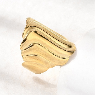 304 Stainless Steel Open Cuff Rings for Women RJEW-K313-17G-1