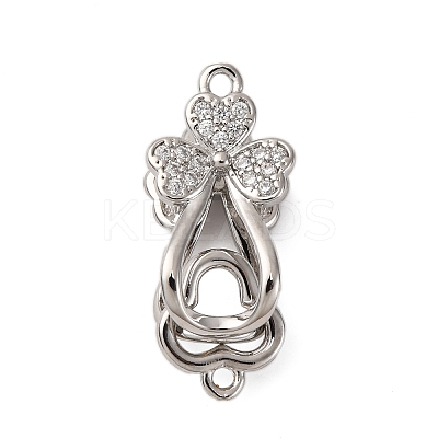 Brass Micro Pave Clear Cubic Zirconia Interlocking Clasps KK-C075-28P-1