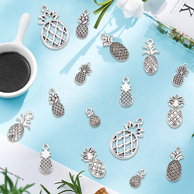 80Pcs 8 Styles Tibetan Style Alloy Charms TIBEP-SC0003-25-1