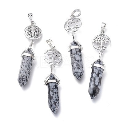 Natural Snowflake Obsidian Pointed Big Pendants G-D0021-01P-25-1