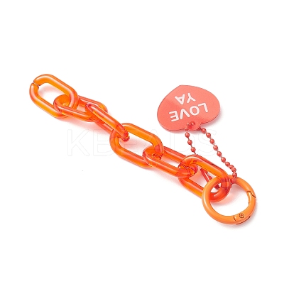 5Pcs 5 Colors Acrylic Heart & Cable Chain Pendant Decoration HJEW-JM03873-1