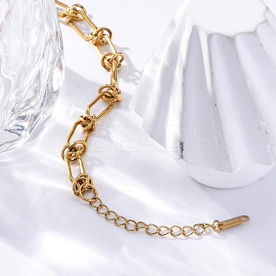 304 Stainless Steel Paperclip Chain Bracelets for Women LS-BJEW-P347-03G-1