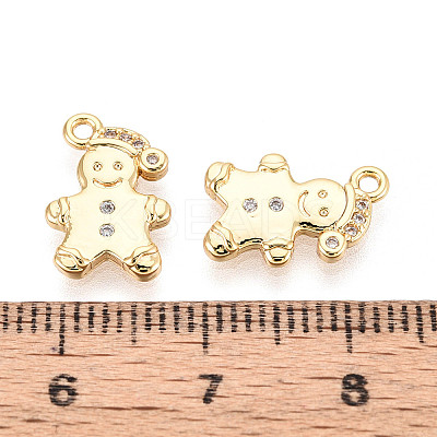 Brass Pave Clear Cubic Zirconia Pendants KK-T077-57G-1