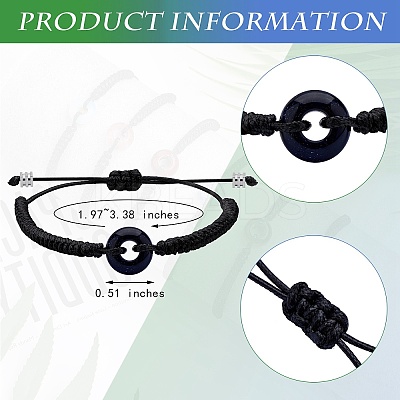 Synthetic Blue Goldstone Donut Braided Bead Bracelet BJEW-SW00047-12-1