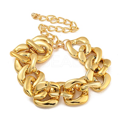 Chunky CCB Plastic Curb/Cable Chain Necklaces for Women NJEW-K261-01B-G-1-1