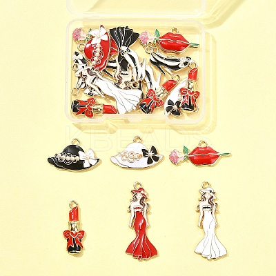 24Pcs 6 Styles Alloy Enamel Pendants ENAM-FS0002-70-1