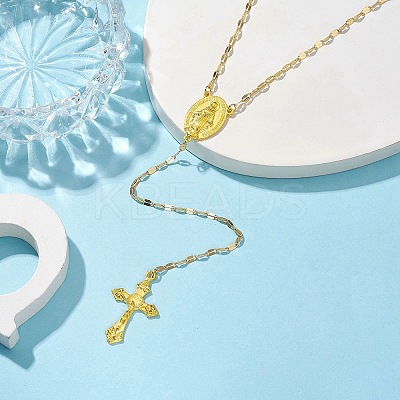 Alloy Cross Pendant Necklaces for Women NJEW-JN04799-1