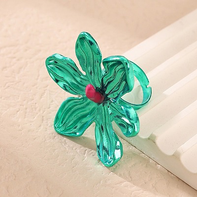 Adjustable Alloy Flower Finger Rings for Women RJEW-B124-01D-1