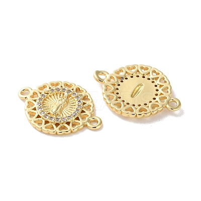 Rack Plating Brass Cubic Zirconia Virgin Mary Connector Charm KK-C084-01B-G-1