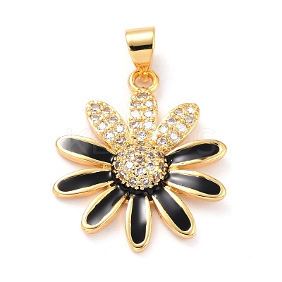 Real 18K Gold Plated Brass Micro Pave Cubic Zirconia Pendants ZIRC-L100-087G-1