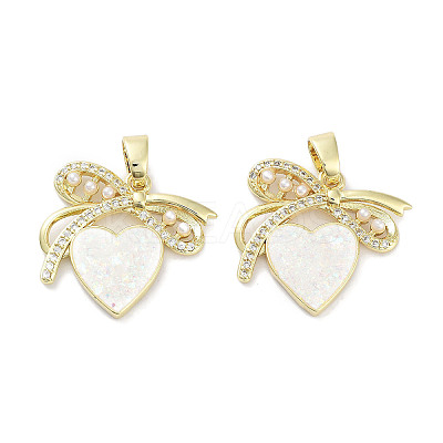 Brass Micro Pave Clear Cubic Zirconia Pendants KK-L213-017G-02-1