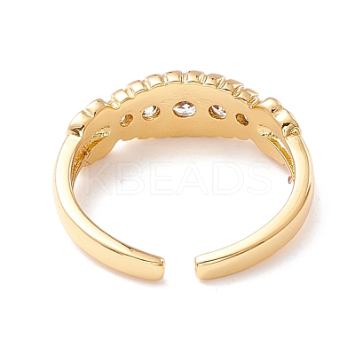 Cubic Zirconia Leaf Cuff Ring RJEW-P026-02G-1