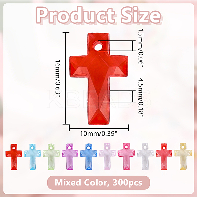 300Pcs Transparent Acrylic Pendants MACR-HY0001-18-1
