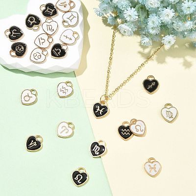 24Pcs 24 Styles Light Gold Plated Alloy Enamel Pendants ENAM-FS0003-87-1