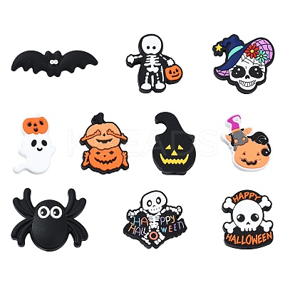 20Pcs 10 Styles Halloween Themed Food Grade Eco-Friendly Silicone Focal Beads SIL-CJ0002-54-1