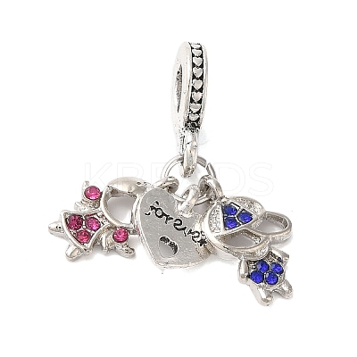 Rack Plating Alloy Rhinestone European Dangle Charms PALLOY-S189-42P-1