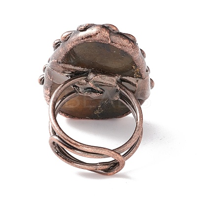 Natural Labradorite Irregular Nugget Open Cuff Ring RJEW-I082-06R-1