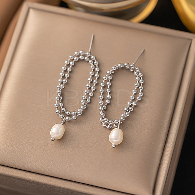 Minimalist Plastic Imitation Pearls Oval Stud Earring ON8995-3-1
