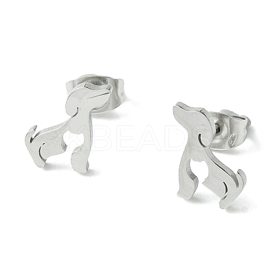 Non-Tarnish Cute Little Animal Theme 304 Stainless Steel Stud Earrings LS-EJEW-B041-02A-P-1