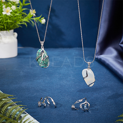 4Pcs 4 Styles Brass Pendant Irregular Cabochon Settings KK-NB0003-73B-1