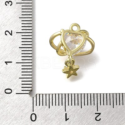 Rack Plating Brass Micro Pave Cubic Zirconia Pendants KK-M014-14G-1