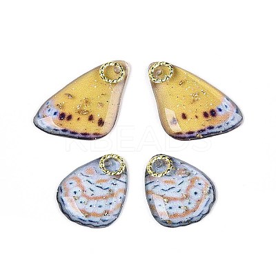 Transparent Epoxy Resin Butterfly Wing Pendants RESI-N045-06C-1
