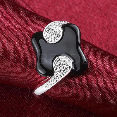 Fashionable Brass Enamel Rhombus Finger Rings RJEW-BB07438-7-1