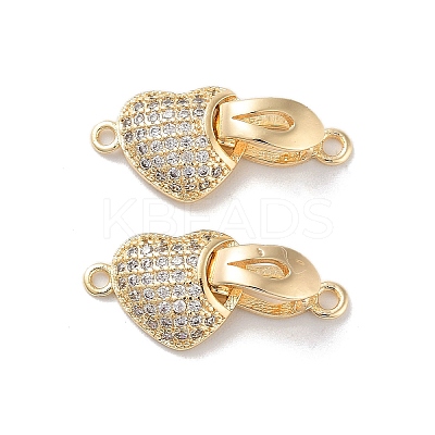 Brass Micro Pave Cubic Zirconia Fold Over Clasps KK-E107-02G-1